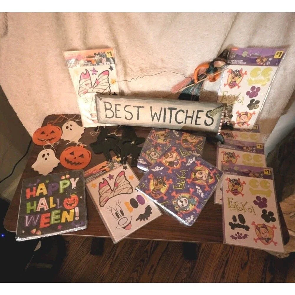 Halloween Party Decor Lot Family Friendly Witch Paw Patrol Minnie Stickers Cats